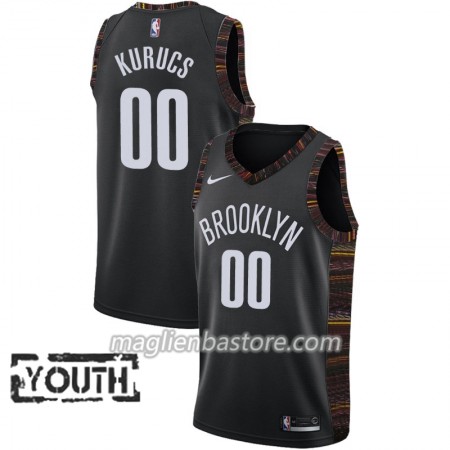Maglia NBA Brooklyn Nets Rodions Kurucs 00 2018-19 Nike City Edition Nero Swingman - Bambino